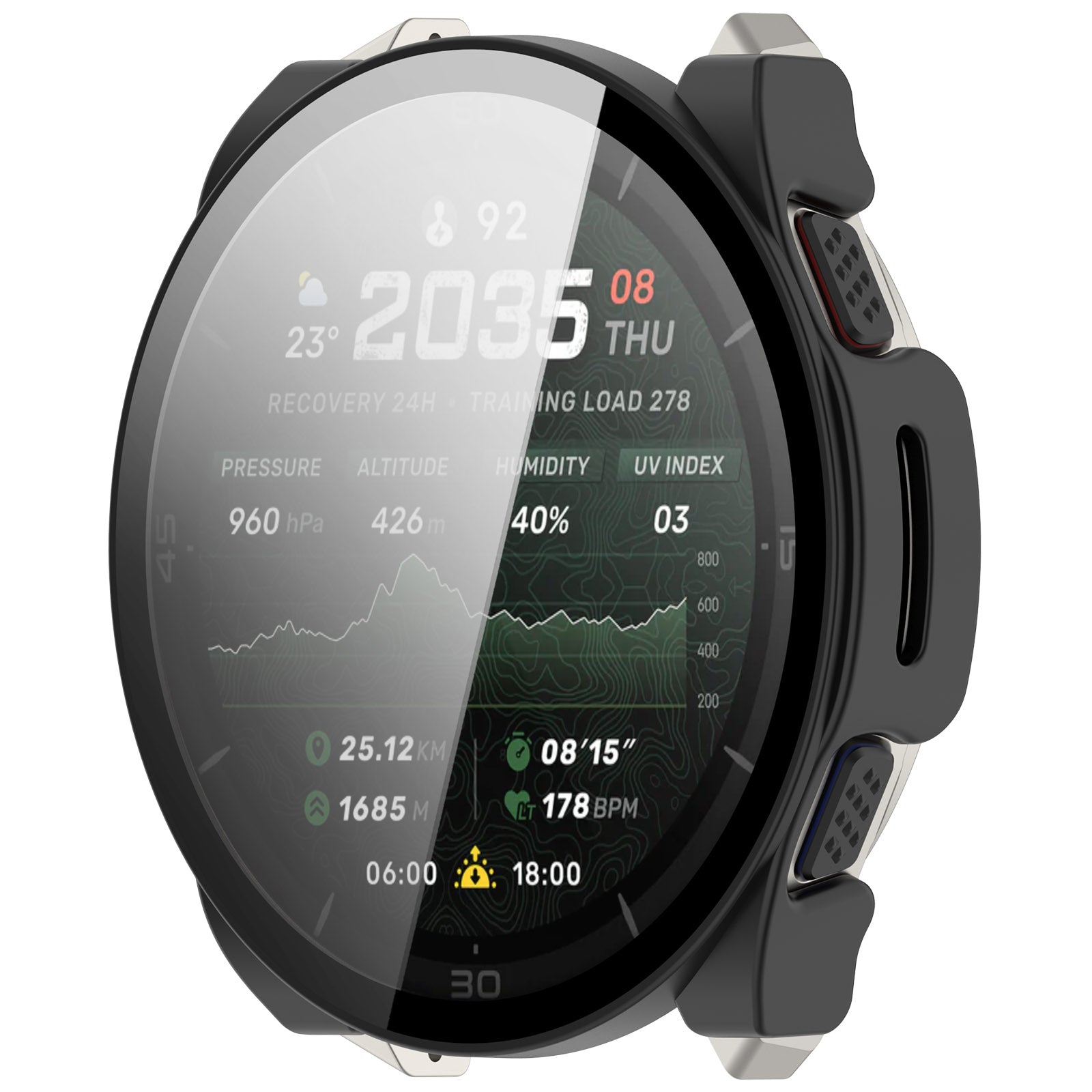 Amazfit Cheetah 2 Ultra PC-Hülle mit Glas (Schwarz)