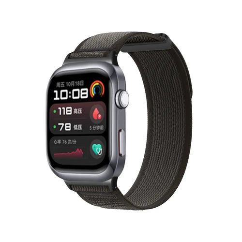 Nylon Strap, black, on a watch, 3/4 front view