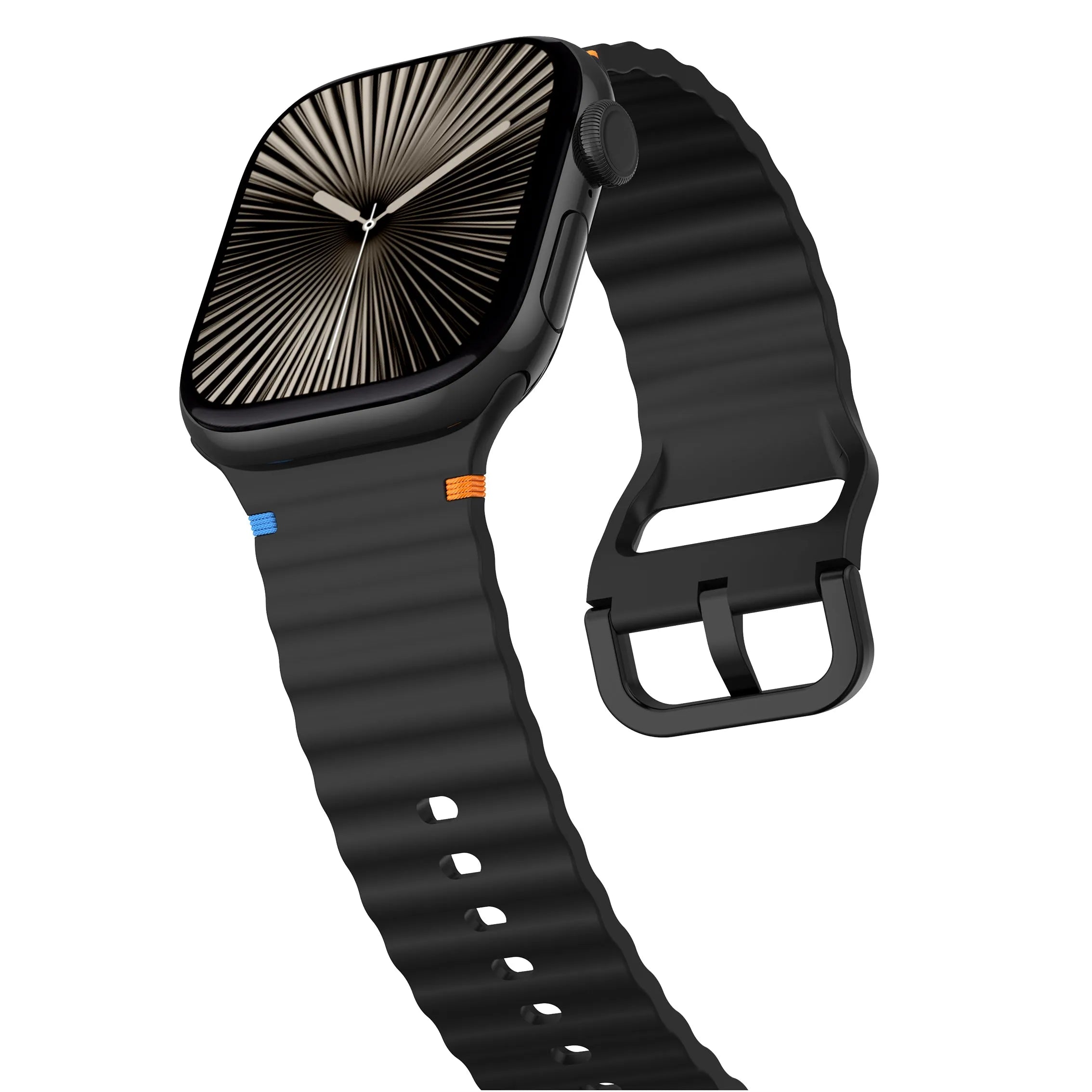 Apple Watch Wave Silikonarmband (Schwarz)