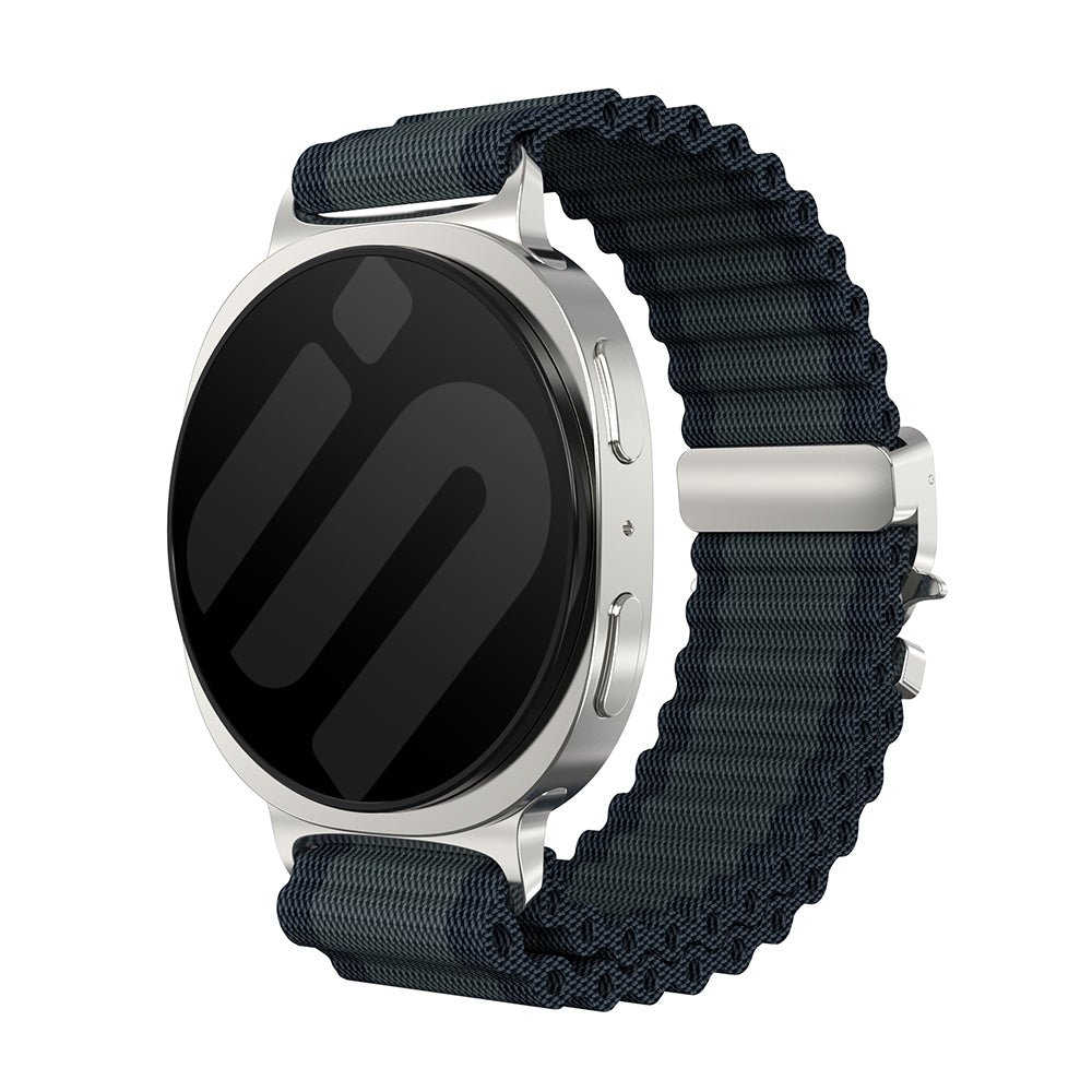 Samsung Galaxy Watch 9 - 40mm Outdoor Nylonarmband mit P-Schnalle (Schwarz mit Silber)