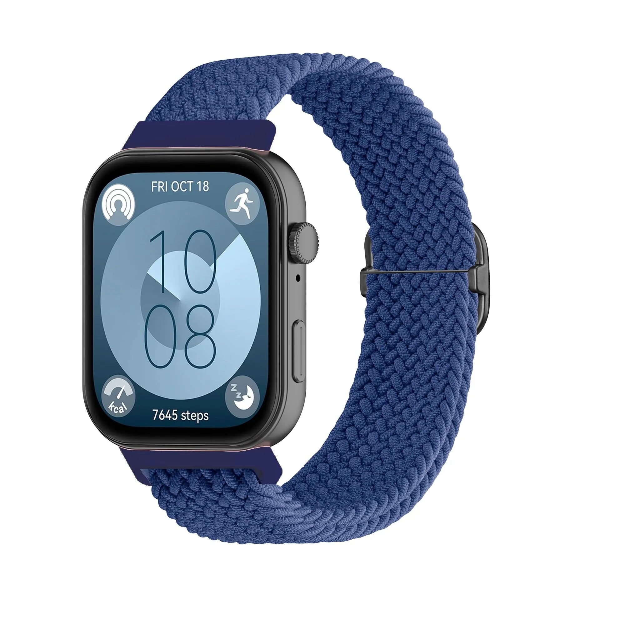 Nylon Adjustable Braided Strap, green, on a watch, 3/4 front view