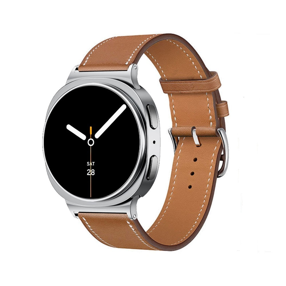 Samsung Galaxy Watch 8 Classic 'Klassisches' Lederarmband (Braun)