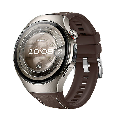Huawei Watch 5 - 46mm Leather Hybrid Strap 'Perfect Fit' (Brown)