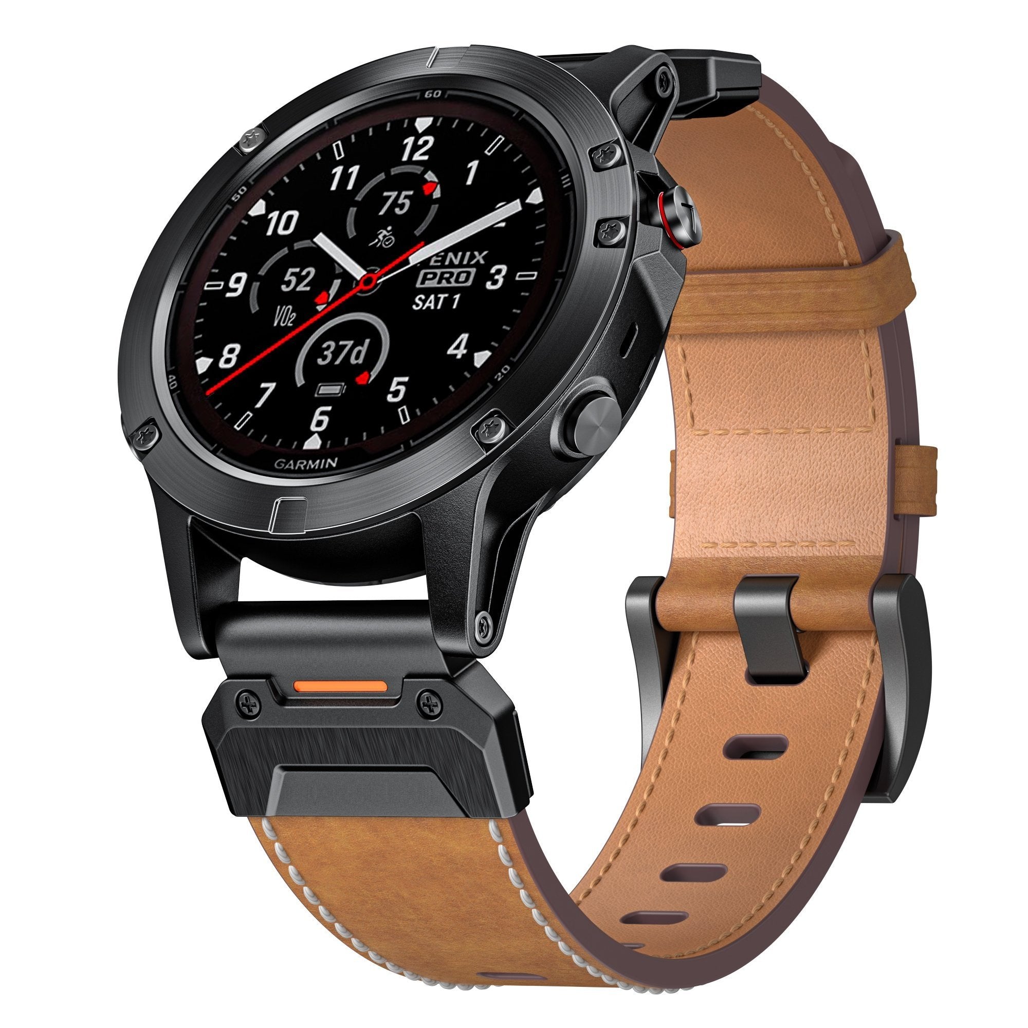 Garmin Approach S70 - 47mm Echtes Lederarmband (Braun)