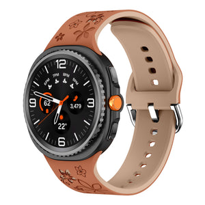 Samsung Galaxy Watch 9 - 40mm Flower Silicone Strap (Brown/Beige)