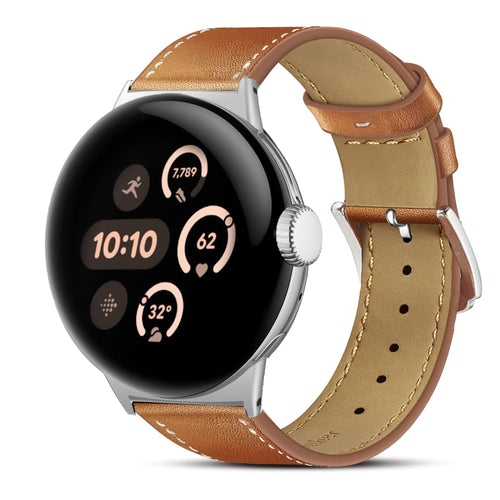 Google Pixel Watch 4 - 45mm Modernes Lederarmband (Braun)