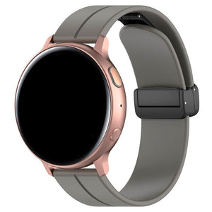 D-Buckle Silicone Strap, dark grey, on a watch, 3/4 front view