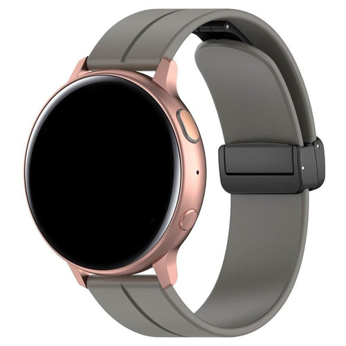 D-Buckle Silicone Strap, dark grey, on a watch, 3/4 front view