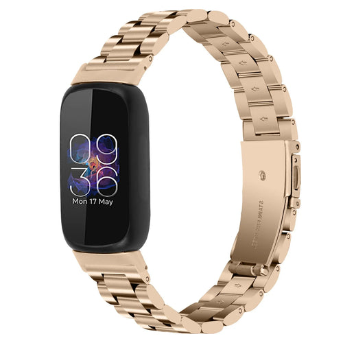 Steel Strap, champagne, on a watch, 3/4 front view