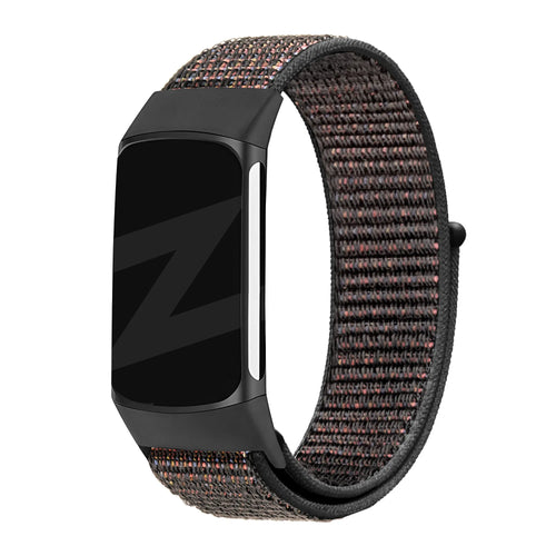 Nylon Loop Strap, black mix, on a watch, 3/4 front view