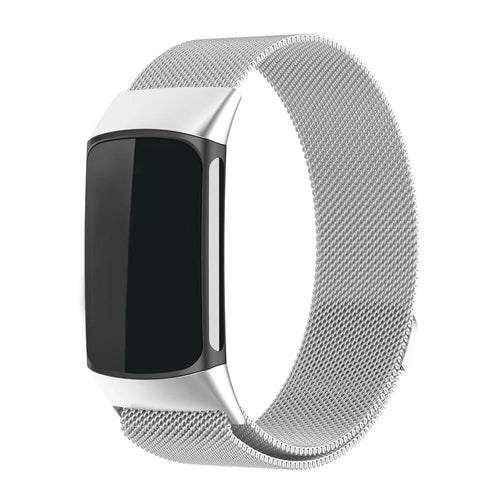 Milanese Strap, silver, on a watch, 3/4 front view