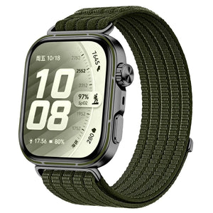Ultra Thin Nylon Strap, dark green, on a watch, 3/4 front view