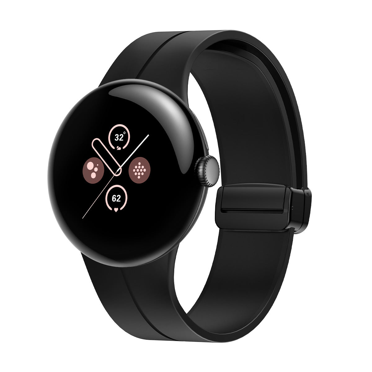 Google Pixel Watch 5 - 45mm Silikonarmband D-Schnalle (Schwarz)