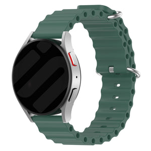 Silicone Ocean Strap, dark green, on a watch, 3/4 front view