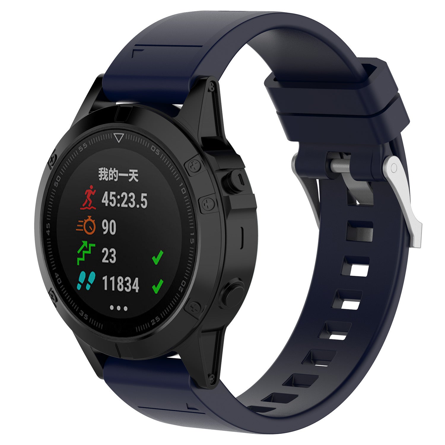 Garmin Approach S70 - 42mm Glänzendes Silikonarmband (Dunkel Blau)