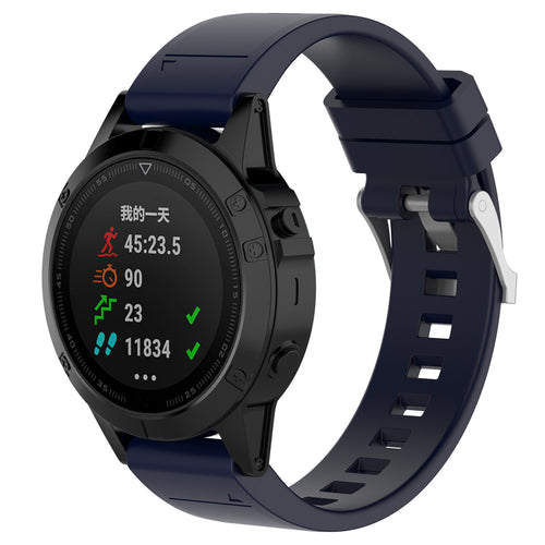 Garmin Fenix 7s Glänzendes Silikonarmband (Dunkel Blau)