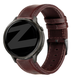Leather Strap 'Classic', dark brown, on a watch, 3/4 front view