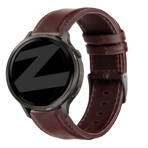 Bandz Garmin Vivomove Sport Leather Strap 'Classic' (Dark Brown)