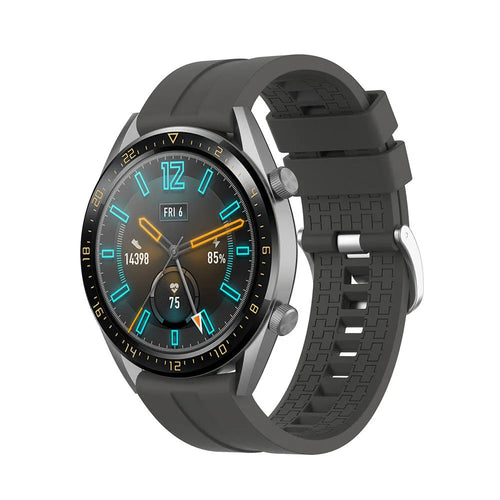 Silicone Strap 'Extreme', dark grey, on a watch, 3/4 front view