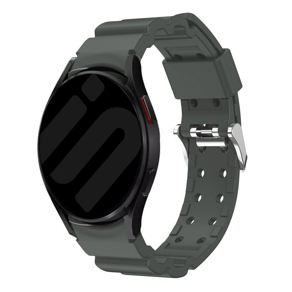 Silicone Strap 'Armour', dark grey, on a watch, 3/4 front view
