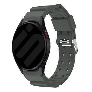 Silicone Strap 'Armour', dark grey, on a watch, 3/4 front view