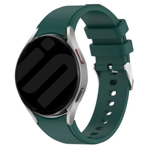 Silicone Strap 'Perfect Fit', dark green, on a watch, 3/4 front view