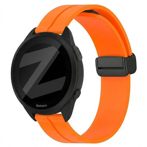 D-Buckle Silicone Strap, orange, on a watch, 3/4 front view