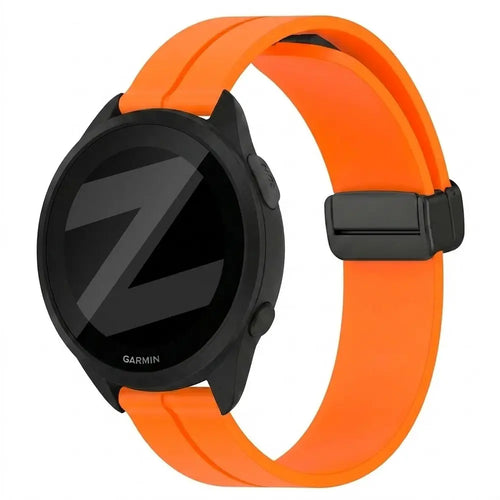 D-Buckle Silicone Strap, orange, on a watch, 3/4 front view