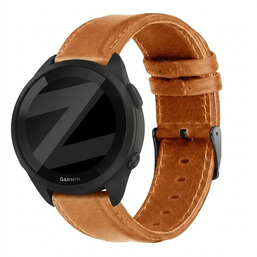Leather Strap 'Classic', brown, on a watch, 3/4 front view