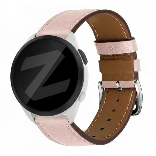 Leather Strap 'Deluxe', pink, on a watch, 3/4 front view