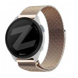 Milanese Loop Strap, rose gold, on a watch, 3/4 front view