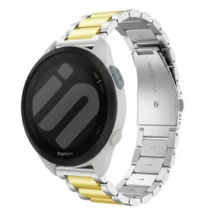Steel Strap, silver/gold, on a watch, 3/4 front view