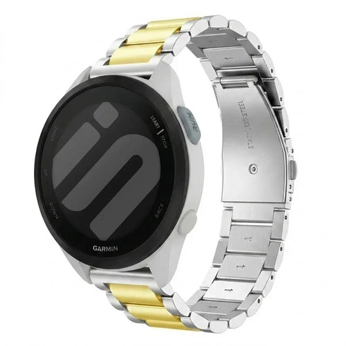 Steel Strap, silver/gold, on a watch, 3/4 front view