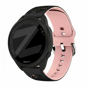 Bandz Garmin Forerunner 165 Silicone Strap 'Flowers' (Black/Light Pink)