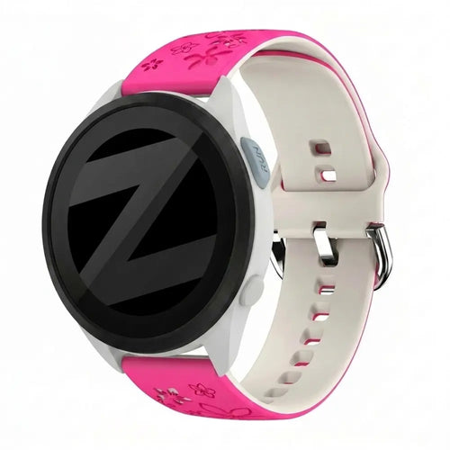 Bandz Garmin Forerunner 165 Silicone Strap 'Flowers' (Bright Pink/Starlight)