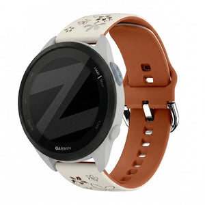 Bandz Garmin Forerunner 165 Silicone Strap 'Flowers' (Starlight/Brown)