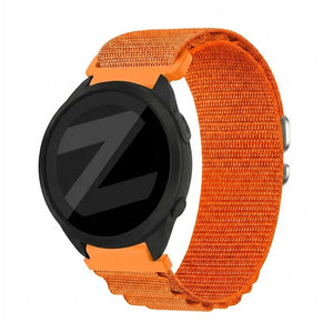 Nylon Alpine Strap, orange, on a watch, 3/4 front view