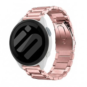 Steel Strap, pink, on a watch, 3/4 front view
