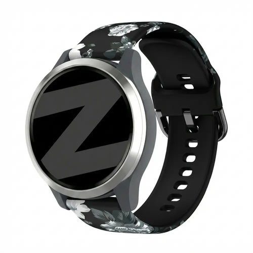 Bandz Garmin Vivomove 3s Silicone Strap 'Grey Flower'