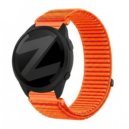 Nylon Strap 'Wave', orange, on a watch, 3/4 front view