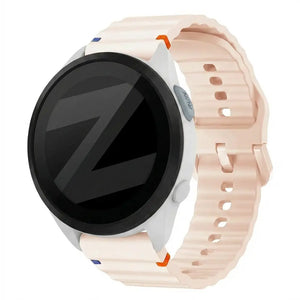Silicone Strap 'Wave', light pink, on a watch, 3/4 front view