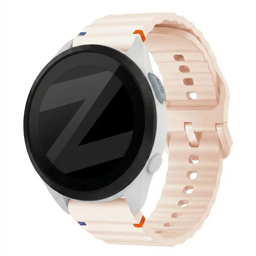 Silicone Strap 'Wave', light pink, on a watch, 3/4 front view