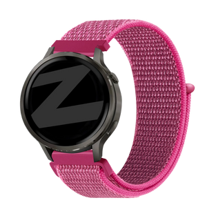 Nylon Loop Strap, dragonfruit, on a watch, 3/4 front view