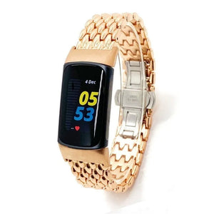 Steel Dragon Strap, rose gold, on a watch, 3/4 front view