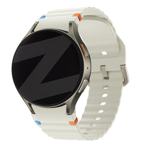 Silicone Wave Strap 'Easy Fit', starlight, on a watch, 3/4 front view