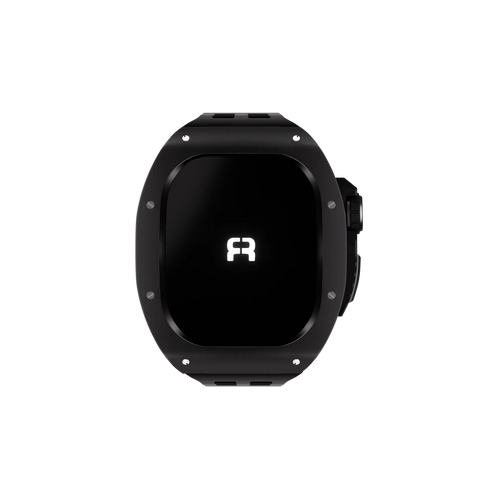 Reqior Apple Watch 45mm Polymer and Metal Hülle mit integriertem Gummi-Armband (Schwarz)
