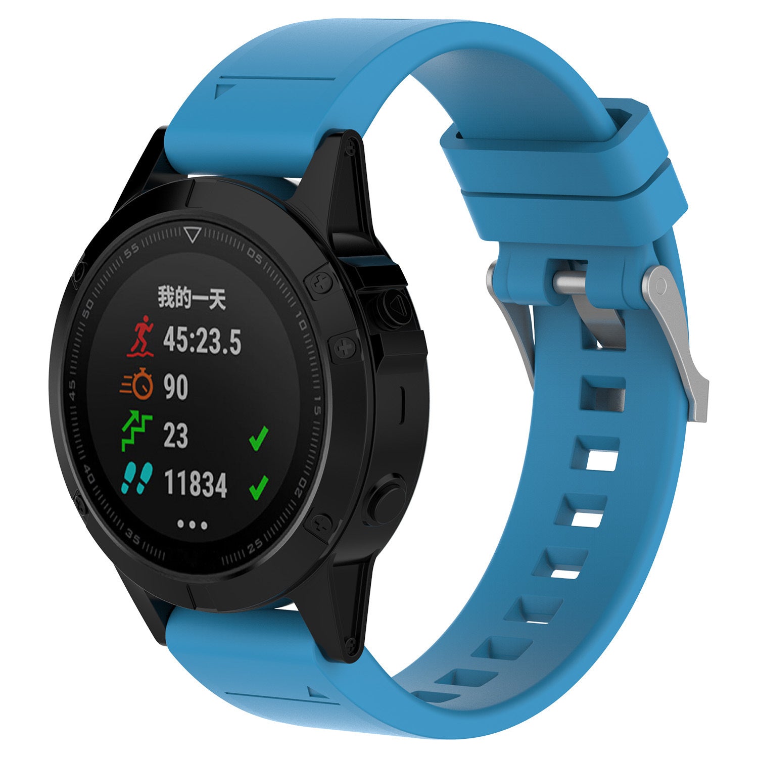 Garmin Approach S70 - 42mm Glänzendes Silikonarmband (Hell Blau)