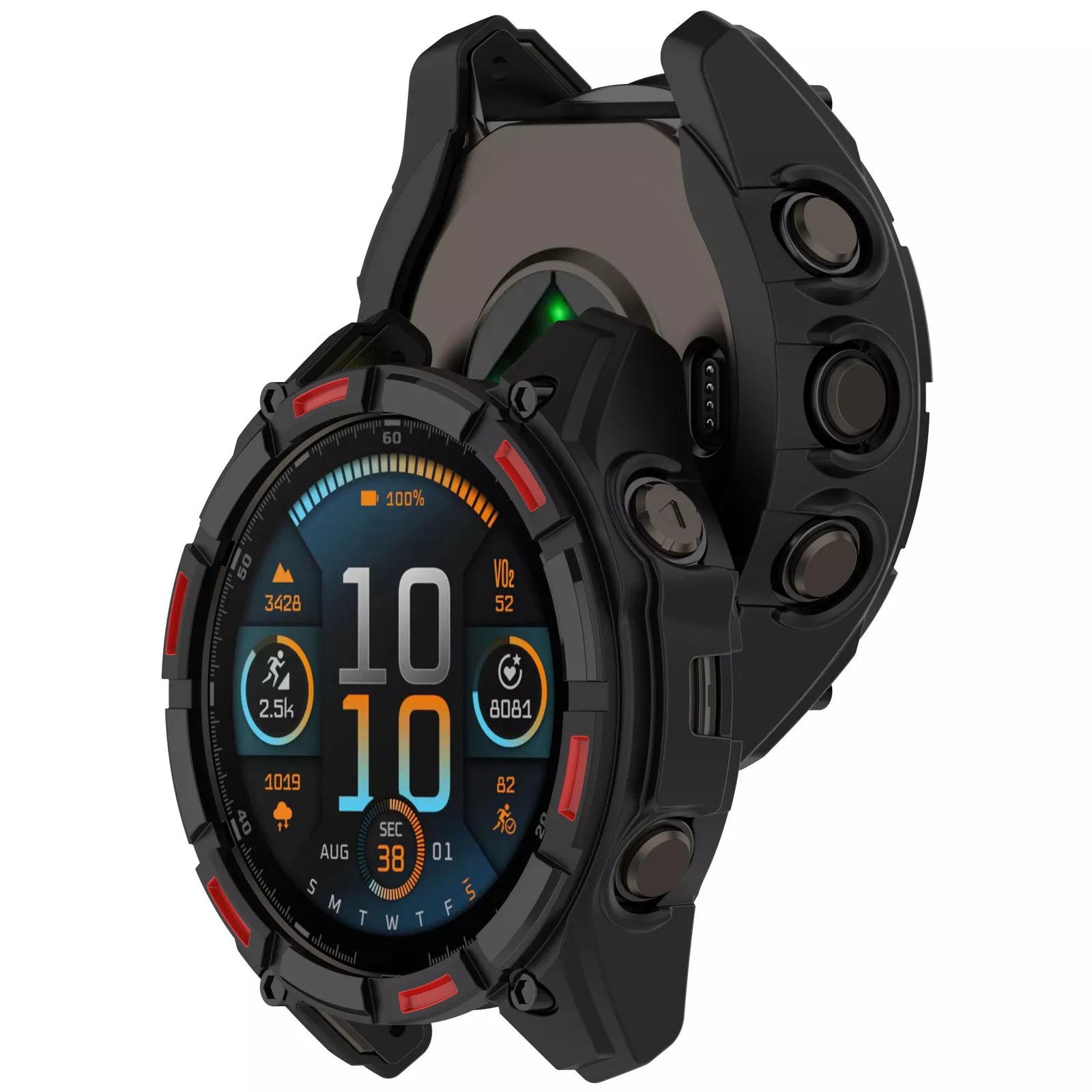 Garmin Fenix 8 - 51mm SOLAR robustes TPU Hülle (Schwarz/Rot)