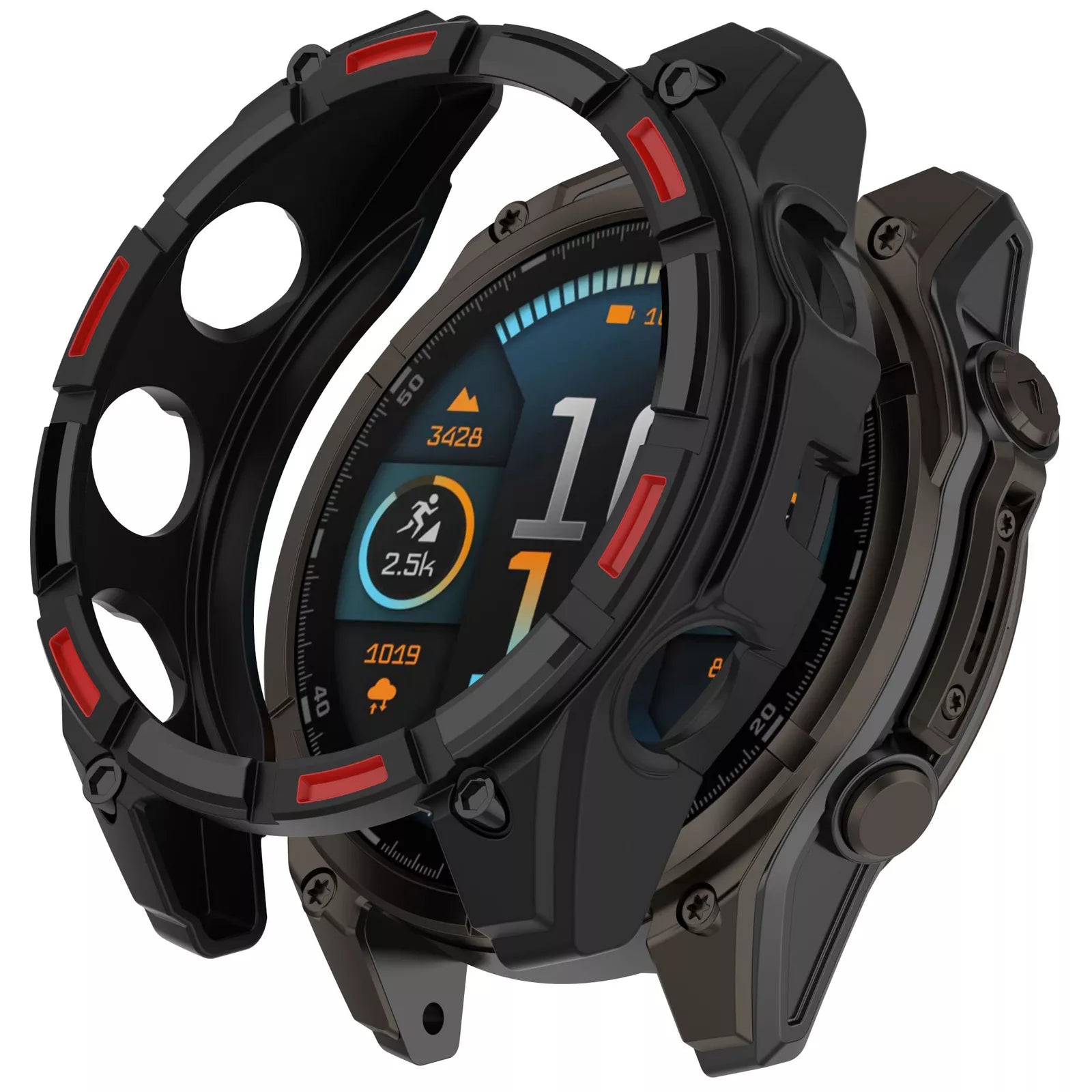 Garmin Fenix 8 - 51mm SOLAR robustes TPU Hülle (Schwarz/Rot)
