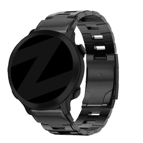 Titanium Strap 'Classic', black, on a watch, 3/4 front view
